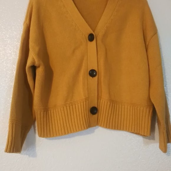 Prima women's size M yellow chunky button up sweater - Picture 3 of 14
